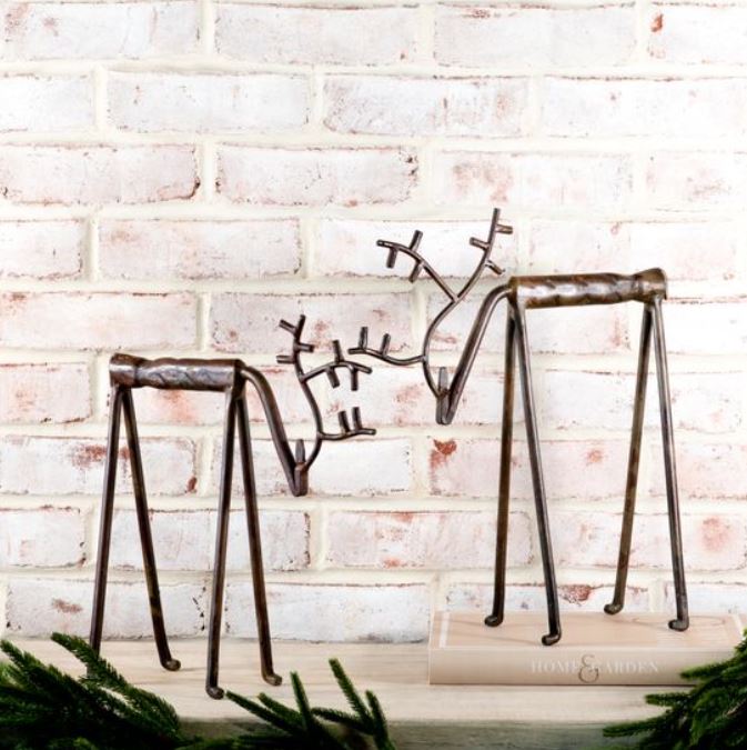 Bronze Reindeer Looking Down - Set of 2