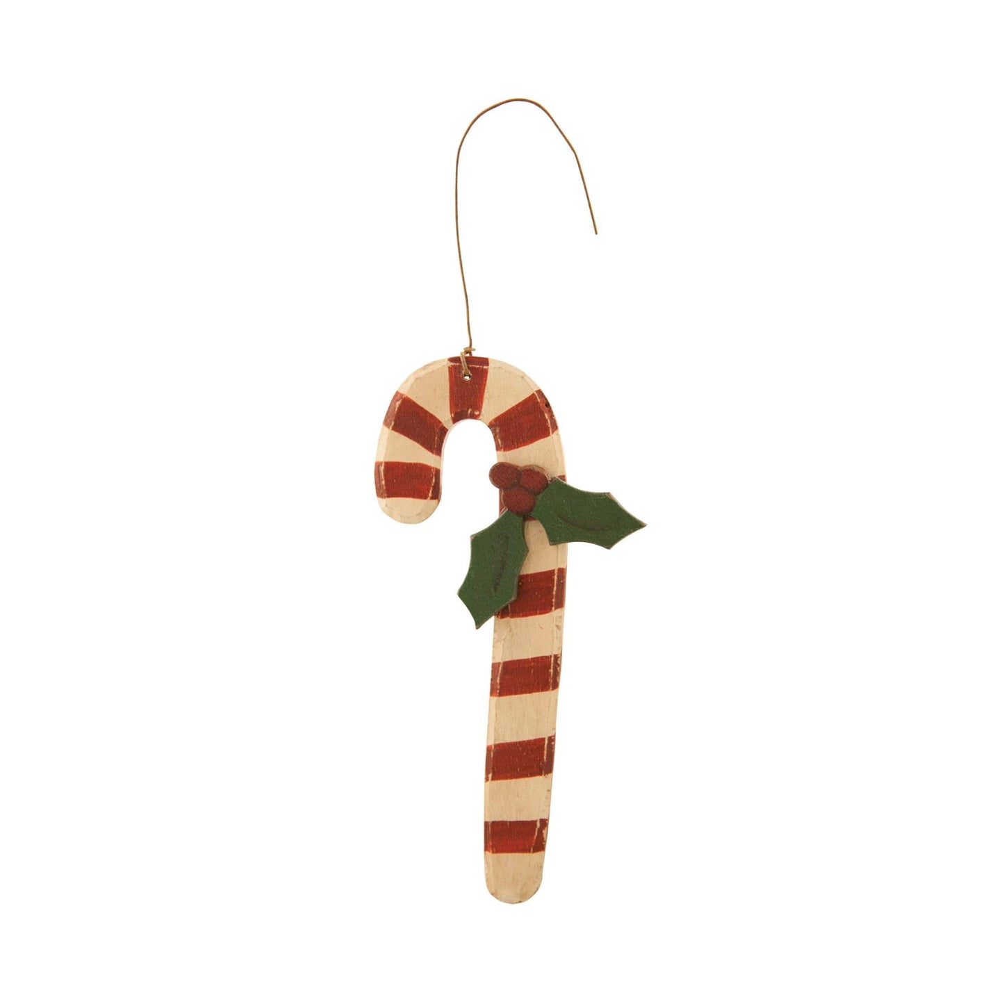 Candy Cane with Holly Ornament