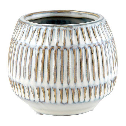 Round Texture Cream Mini Planter - 4"