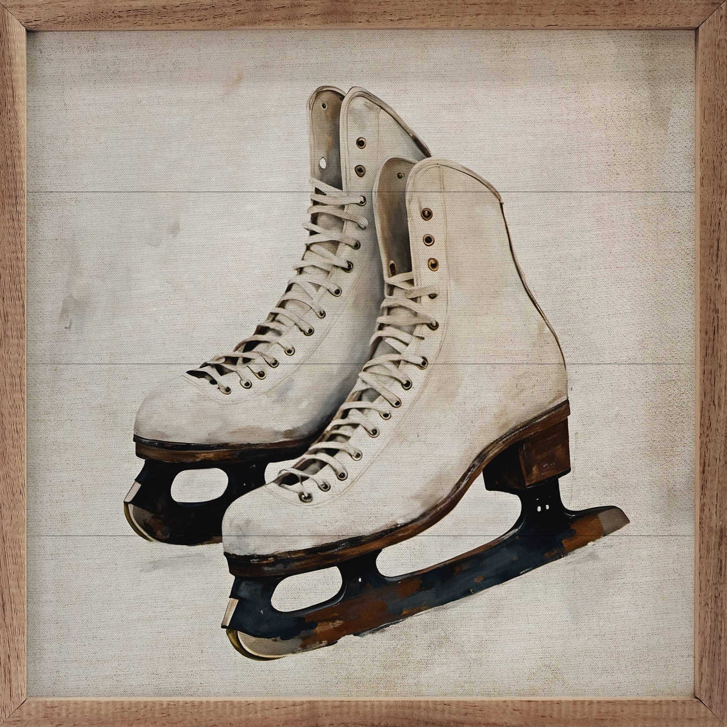 White Ice Skates Sign - 8"x8"