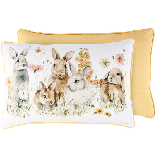 Flower Bunnies Pillow - 18"x12"