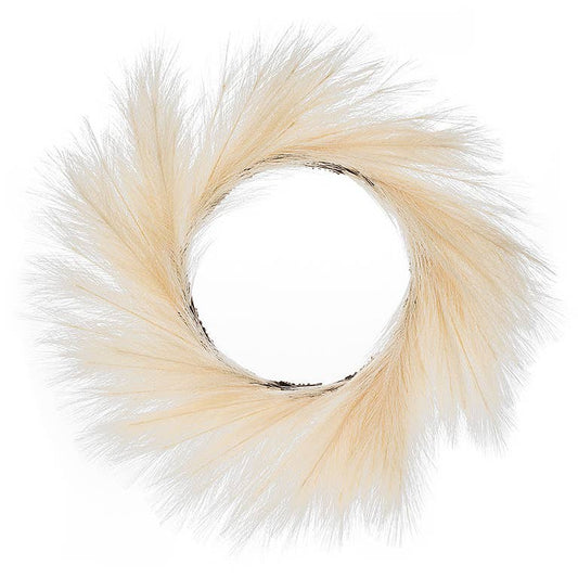 Lg Faux Pampas Wreath - Cream 24"