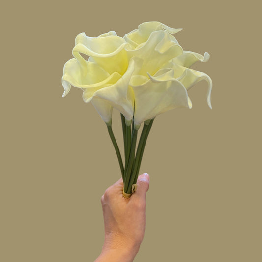 Real Feel Cream Calla Lillies - 14"