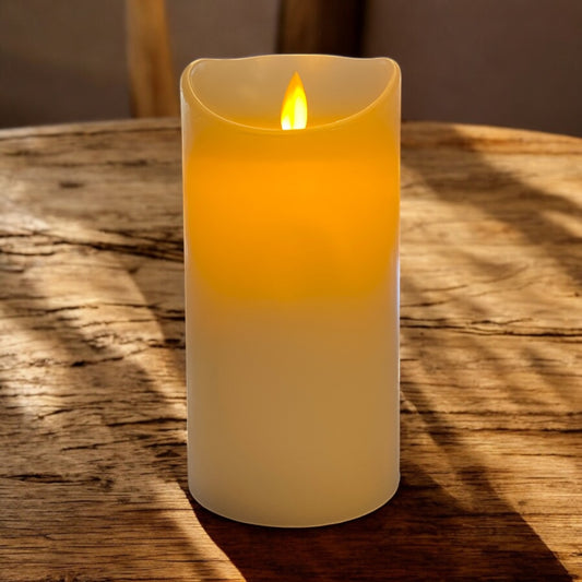 White Moving Flame LED Candle with Timer - 6"