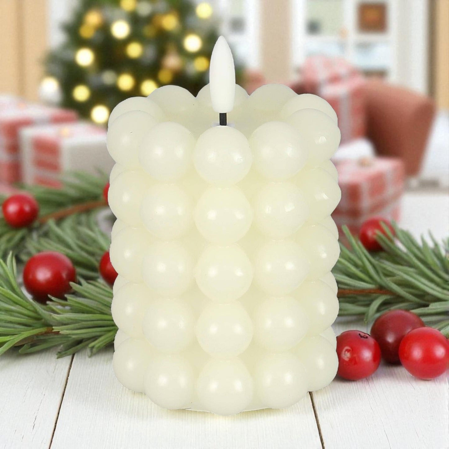 Bubble Wax LED Flickering Candle - 4"