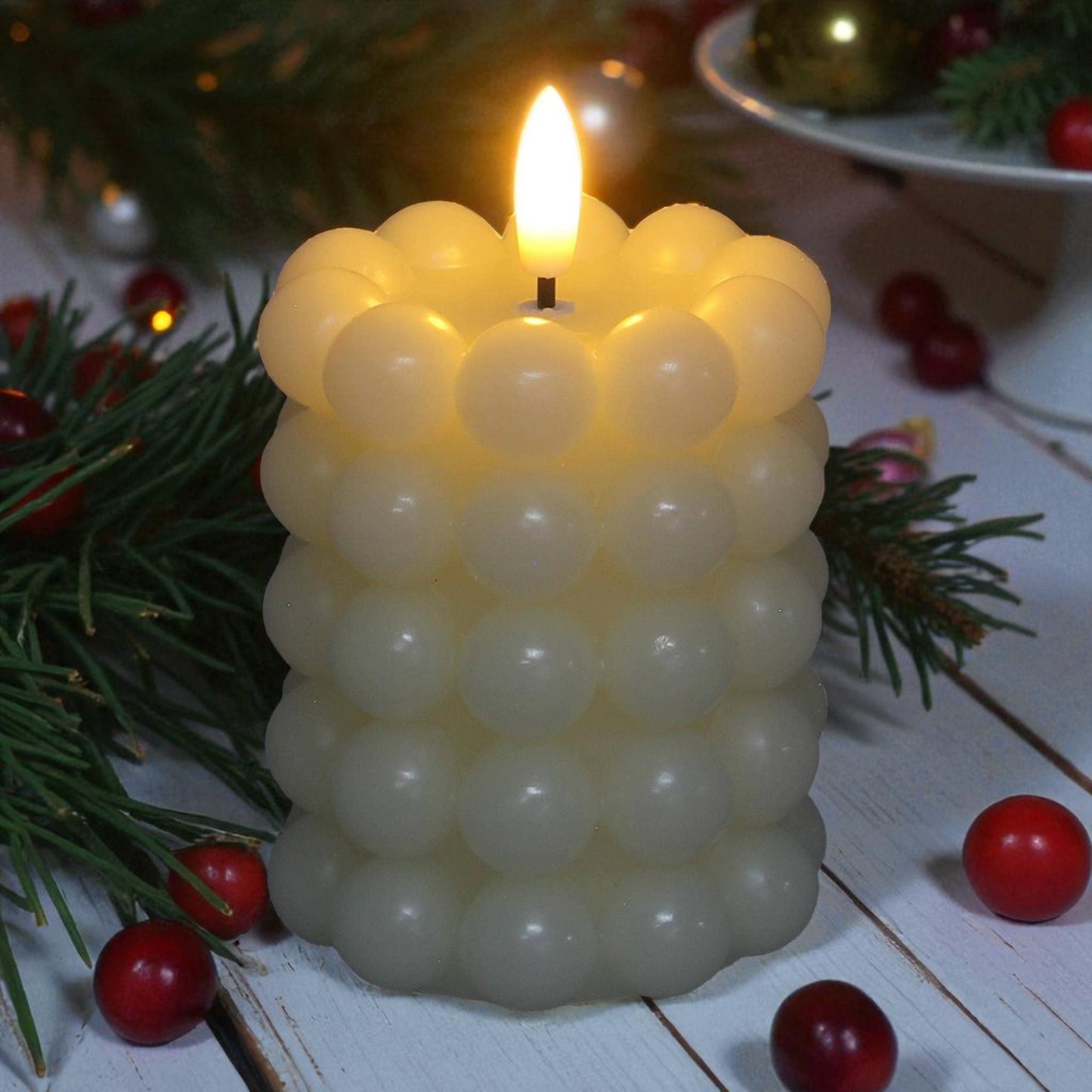 Bubble Wax LED Flickering Candle - 4"