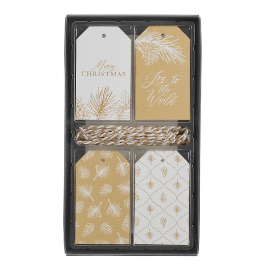 Gift Tags Christmas Gold/White - 16pc