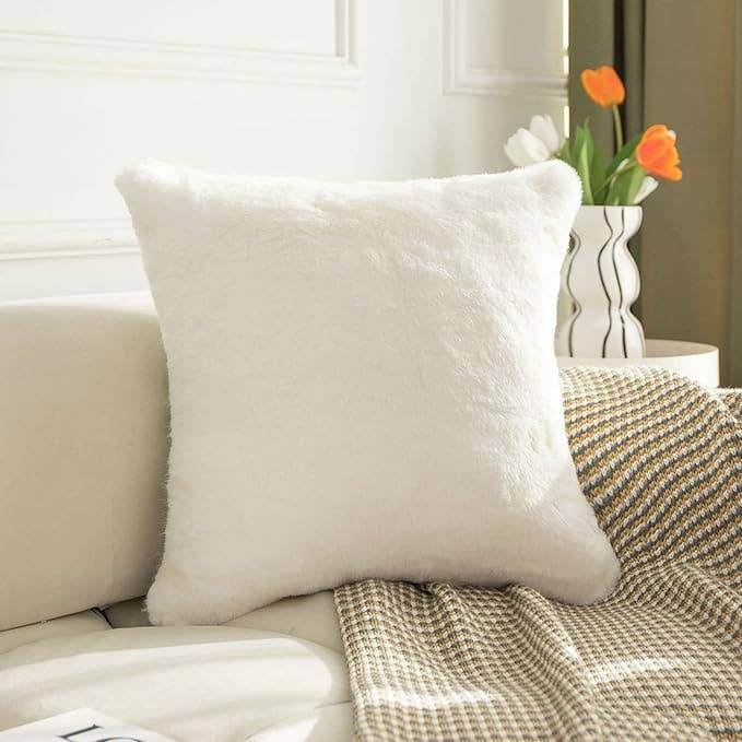 White Plush Throw Pillow - 18"x18"