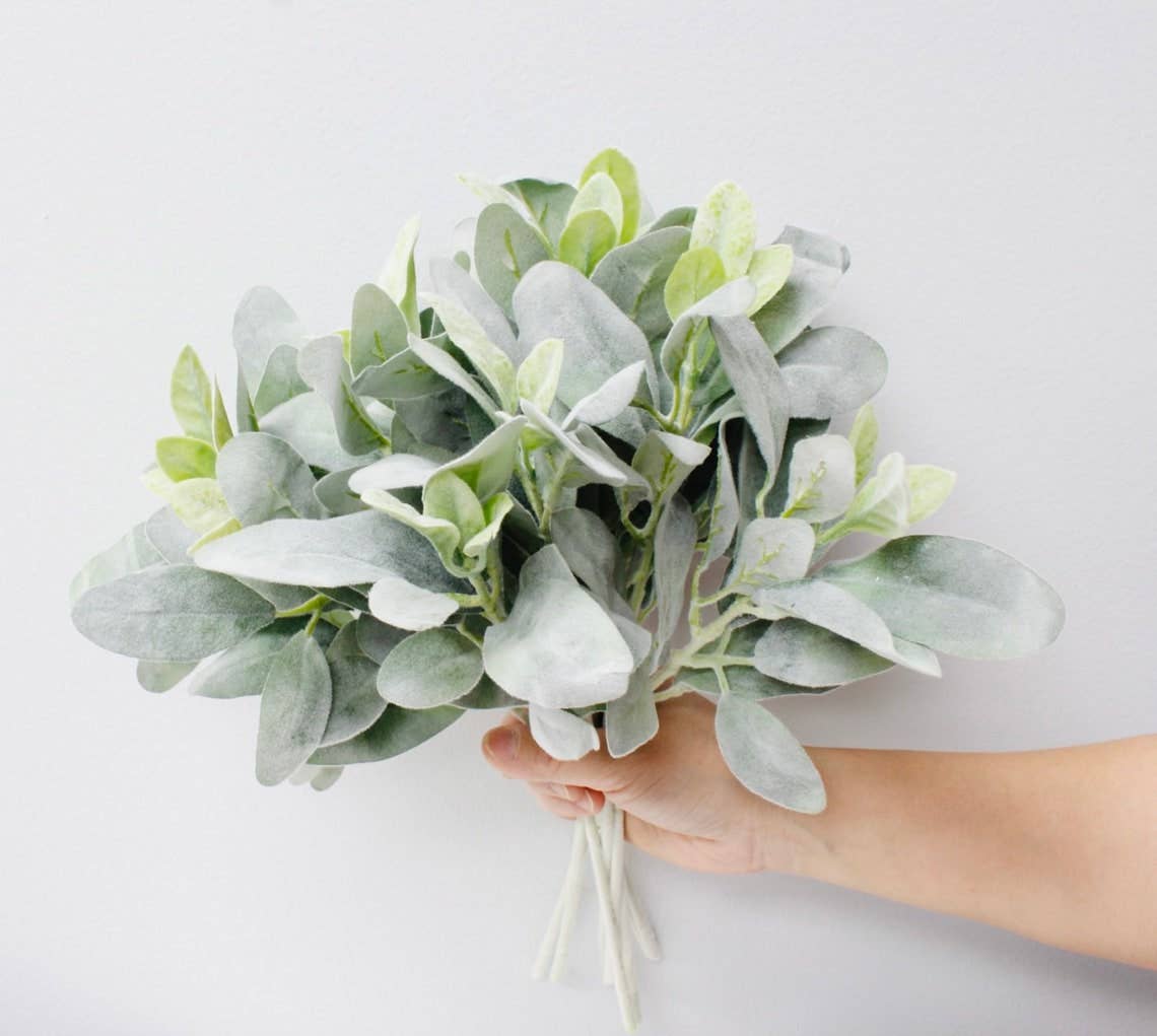 Realistic Flocked Artificial Lamb's Ear - 14"