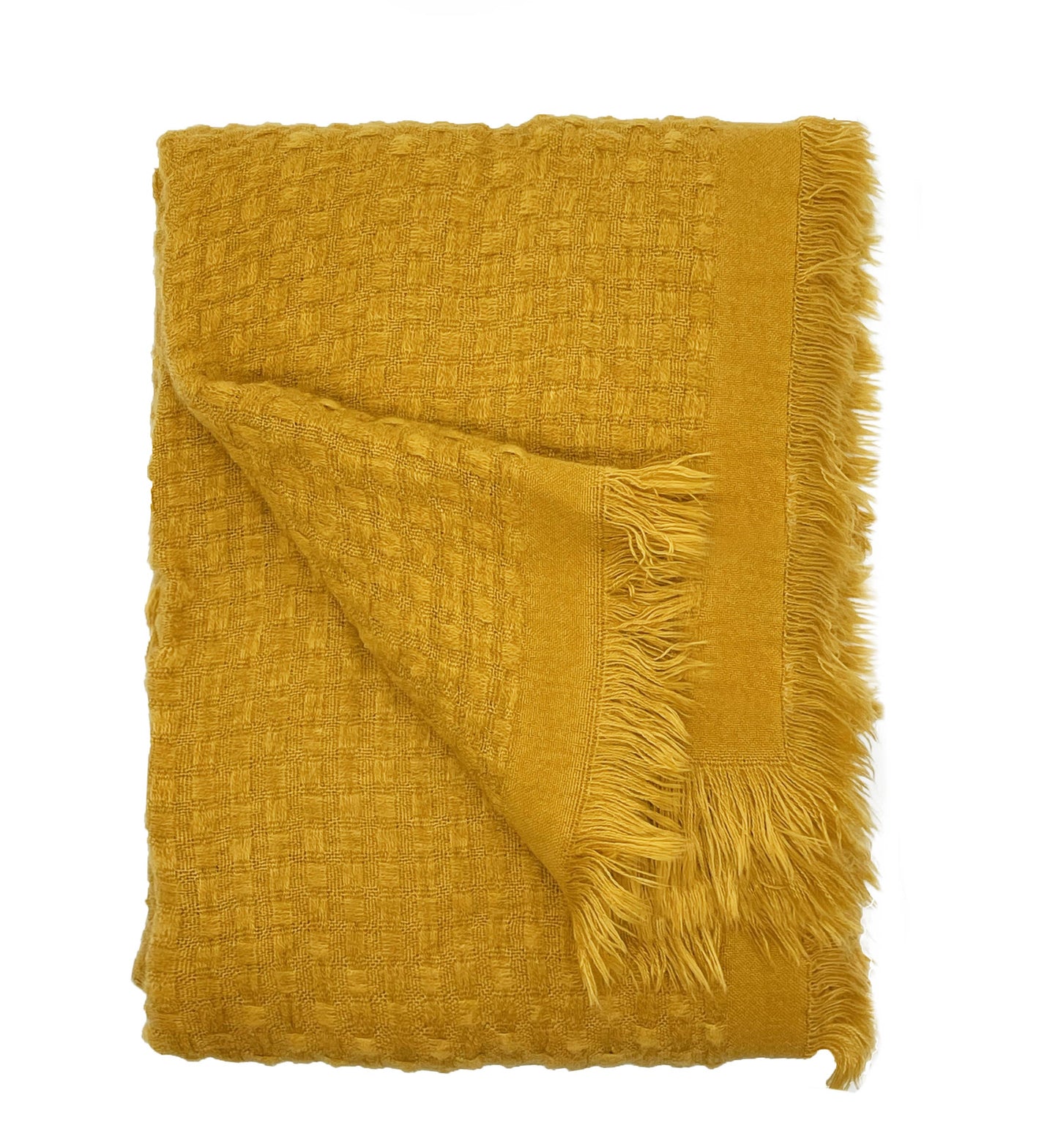 Mustard Waffle Weave Throw Blanket - 50"X60"