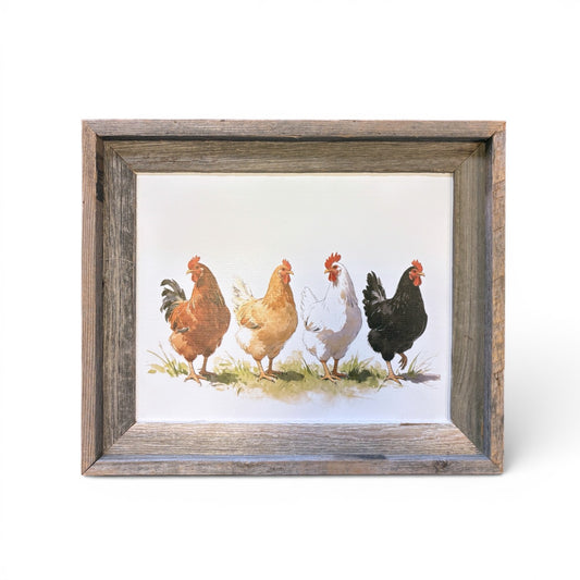 Chicken Farm Reclaimed Barnwood Framed Artwork - 12"x16"