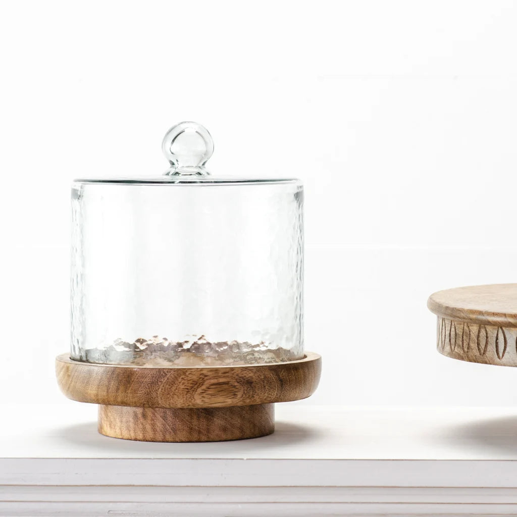 Glass Cloche with Wooden Base - 8"