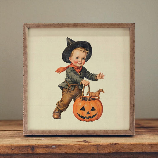 Cute Cowboy Costume Trick Or Treat - 4"x4"
