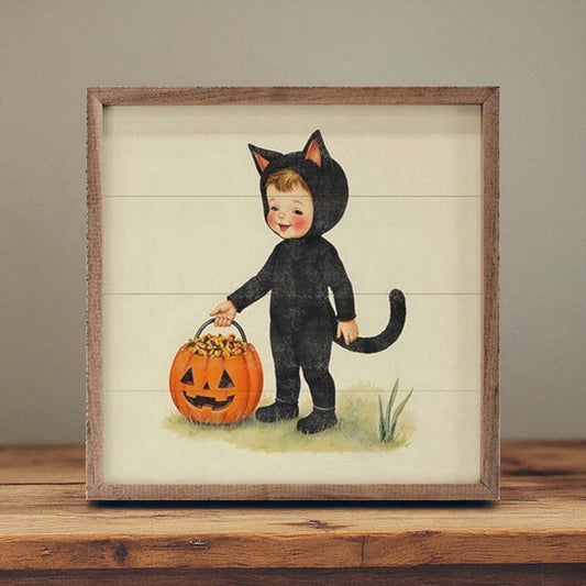 Cute Cat Costume Trick Or Treat - 4"x4"