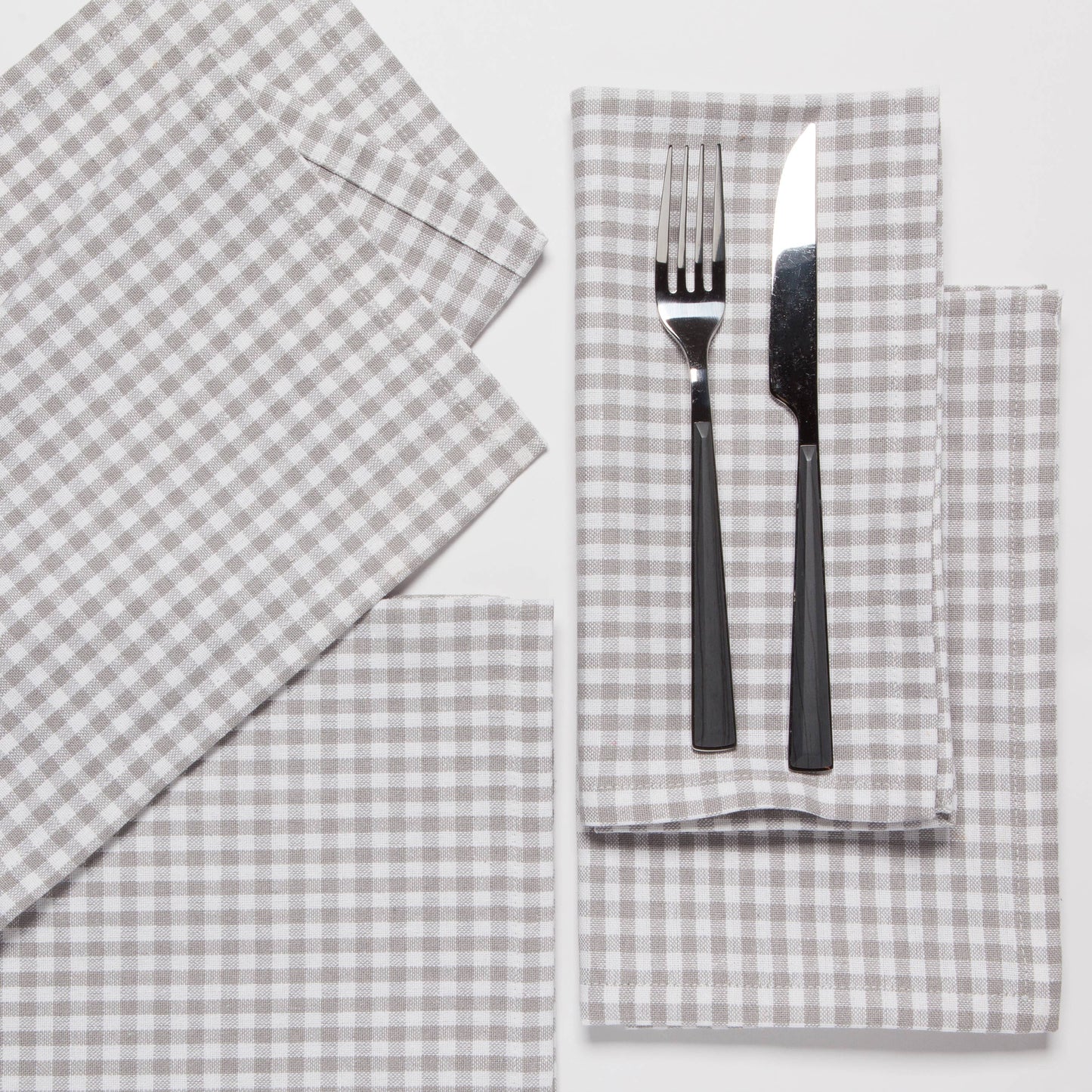 Gray Gingham Napkins - Set/4