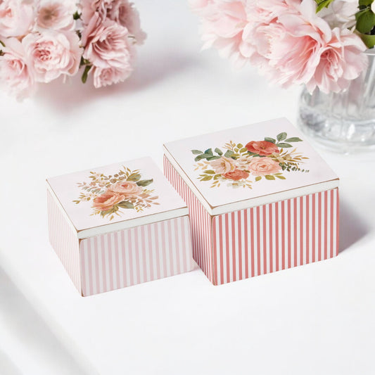 Rose Bouquet Hinged Boxes - 2 Sizes