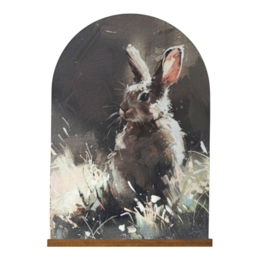 Dark Bunny Arch with Wooden Stand - 11"x15"