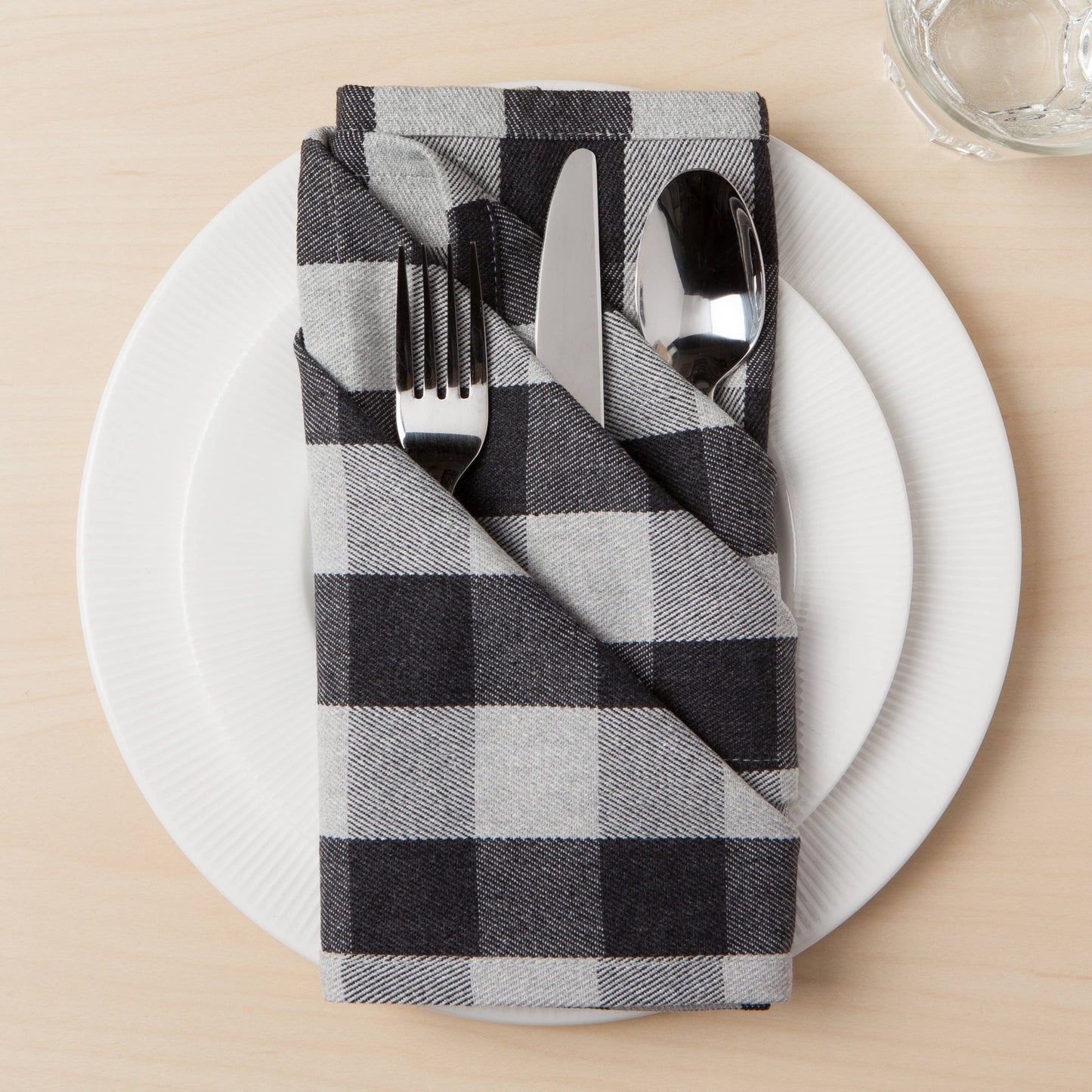 Gray Buffalo Check Napkins - Set/4