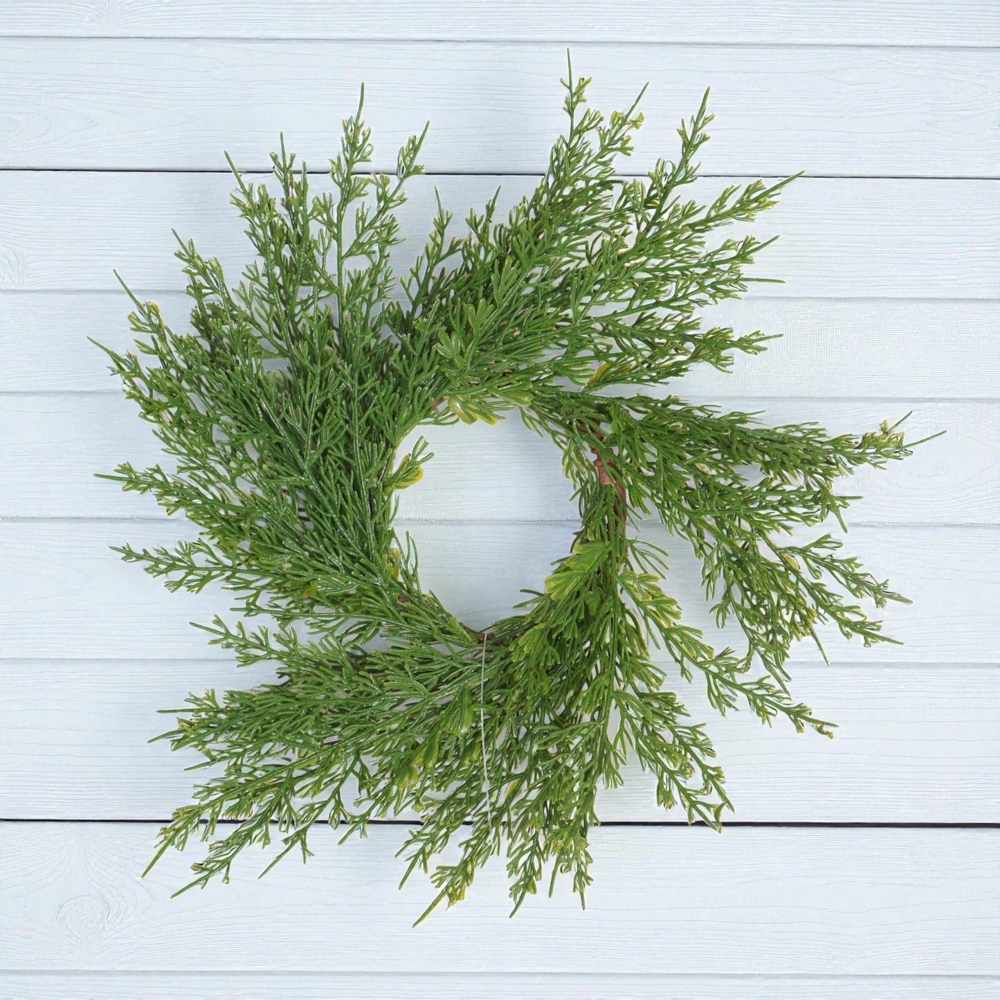 Thin Evergreen Cedar Candle Ring - 4.5"