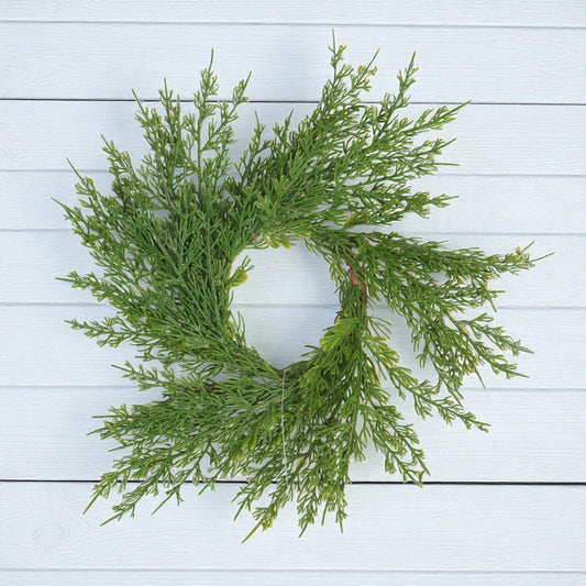 Thin Evergreen Cedar Candle Ring - 4.5"