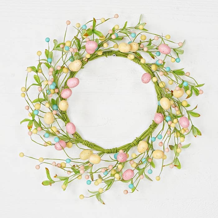 Pastel Eggs with Willow Leaves Wreath - 20"