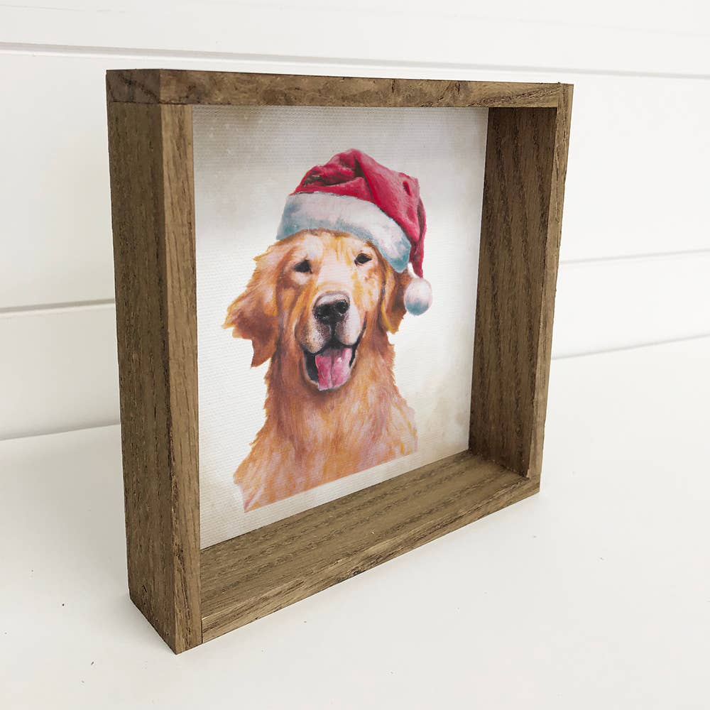 Golden Retriever Santa Sign - 6"x6"