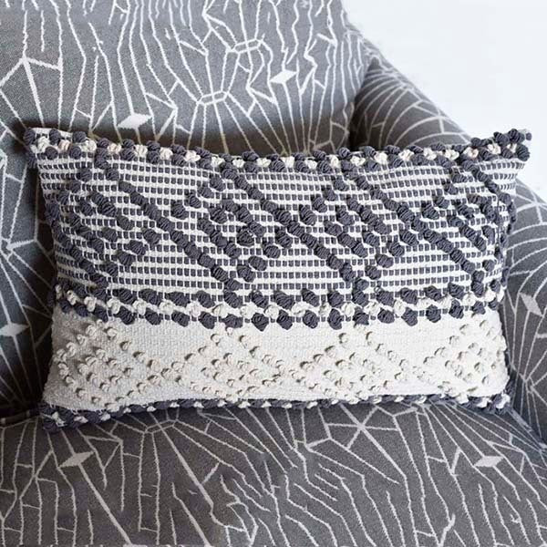 12"x20" Natural/Gray Diamond Pillow