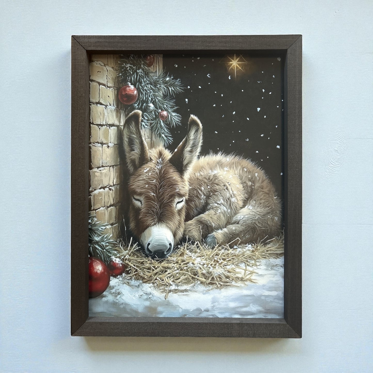 Christmas Donkey Box Frame Artwork - 12”x16”
