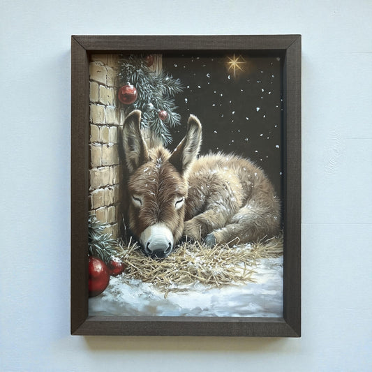 Christmas Donkey Box Frame Artwork - 12”x16”