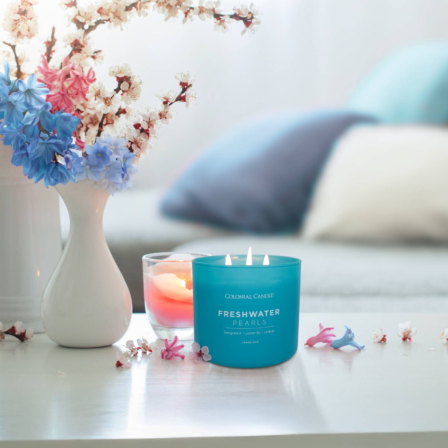 Freshwater Pearls Scented Jar Candle, Soy Blend Wax, 14.5oz