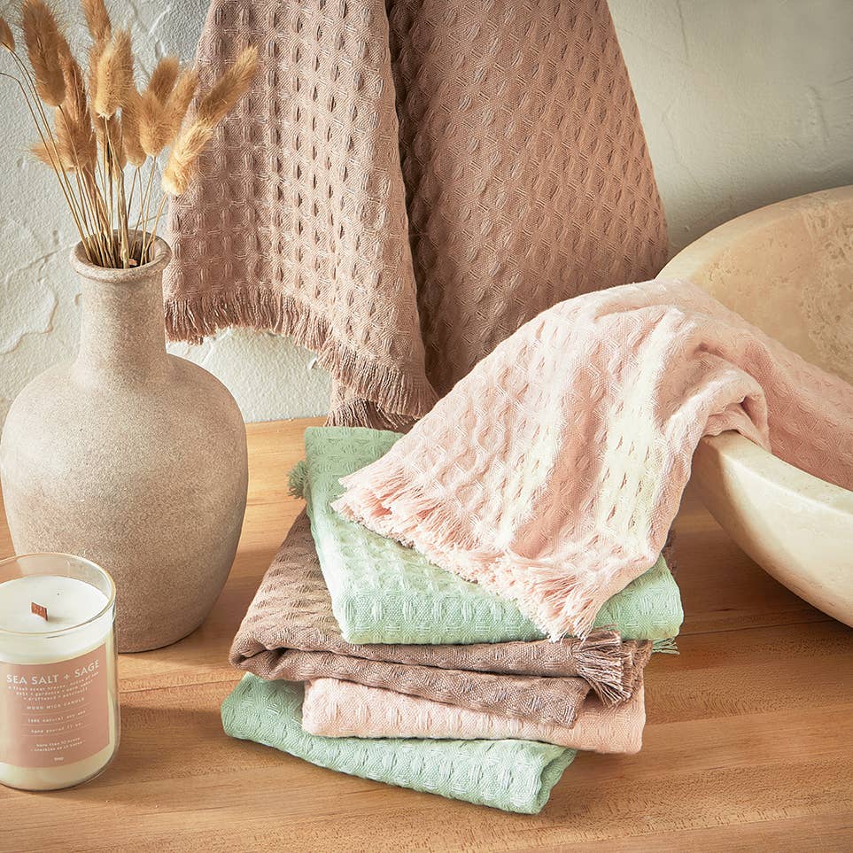 Blush Waffle Hand Towel, 100% Organic Cotton