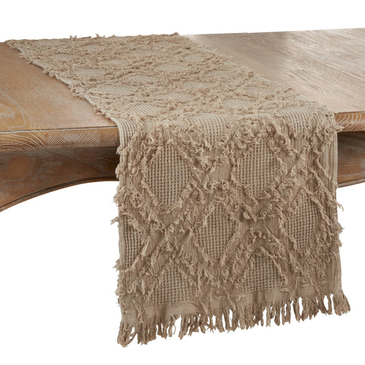 Natural Fringe Waffle Weave Runners