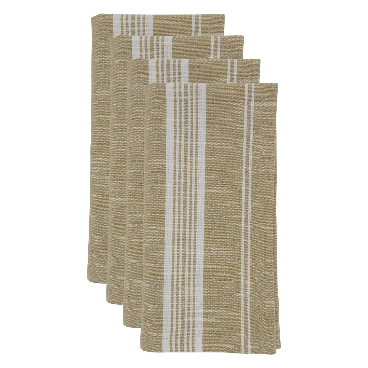Khaki Striped Linen Napkin - Set of 4