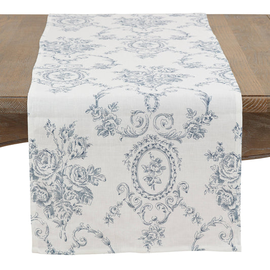 Indigo Toile Floral Runner - 16"x72"