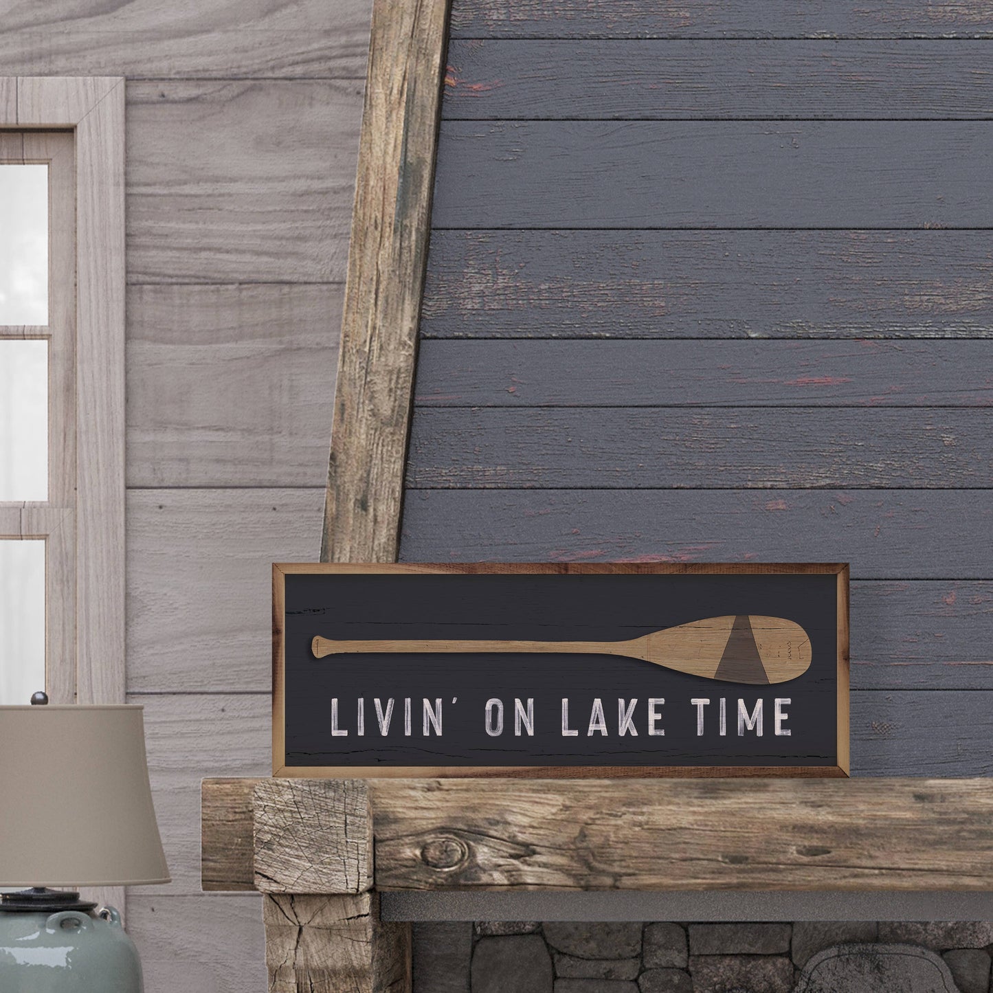 Livin On Lake Time Sign - 12"x4"