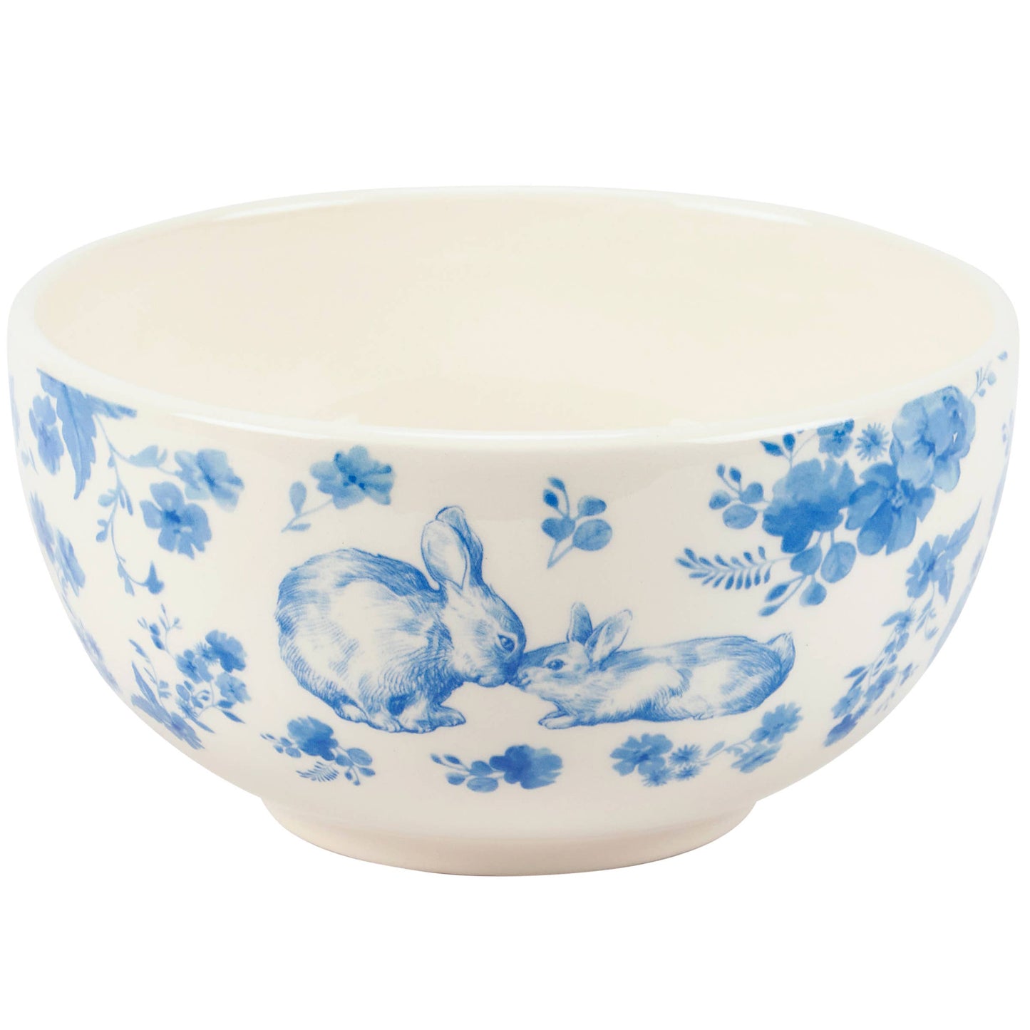 Blue Floral Rabbit Bowl - 6"