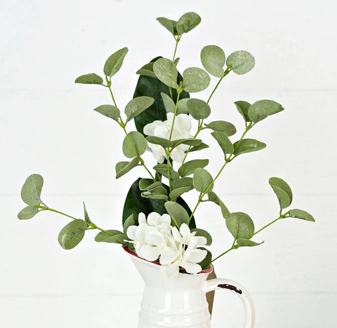 Cream Hydrangea and Eucalyptus Leaves Spray - 17"