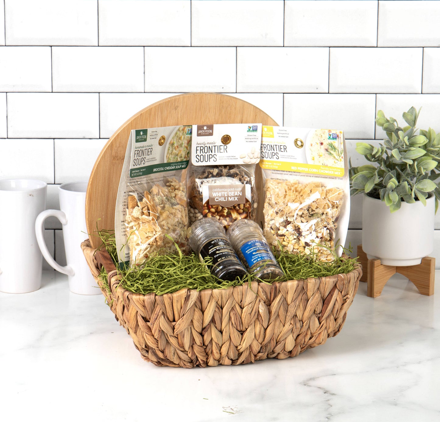 Square Hyacinth Tub with Wood Inset Handles - 12"