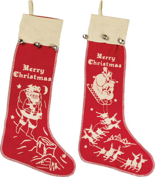 Vintage Santa Bell Stocking