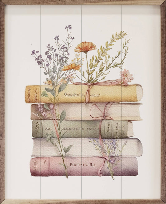 Spring Garden Books Floral Sign - 8"x10"1.5"