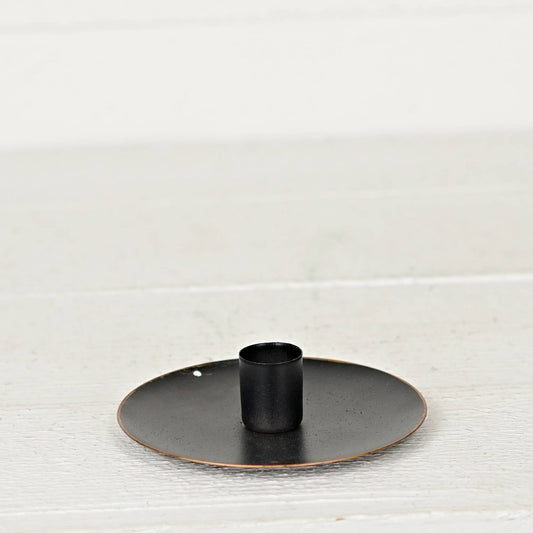 Black Metal Round Plate Taper Holder - 5"