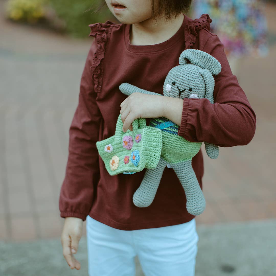 Grey Organic Cotton Bunny Plush – 9"