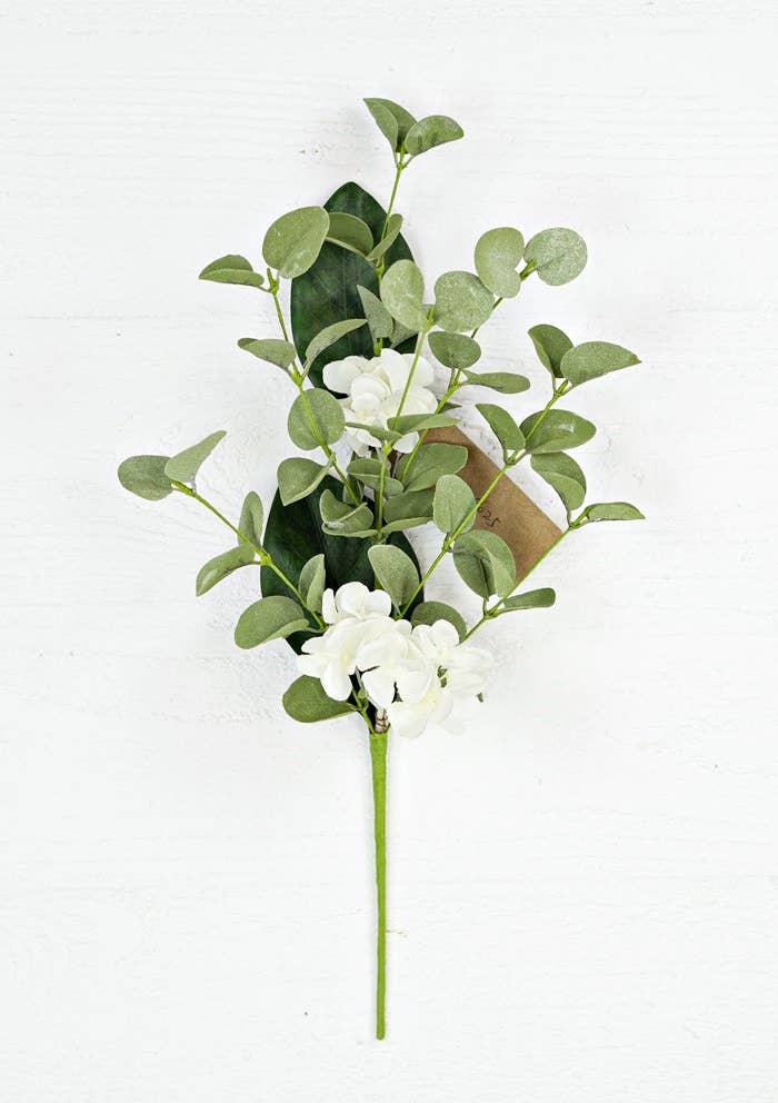 Cream Hydrangea and Eucalyptus Leaves Spray - 17"