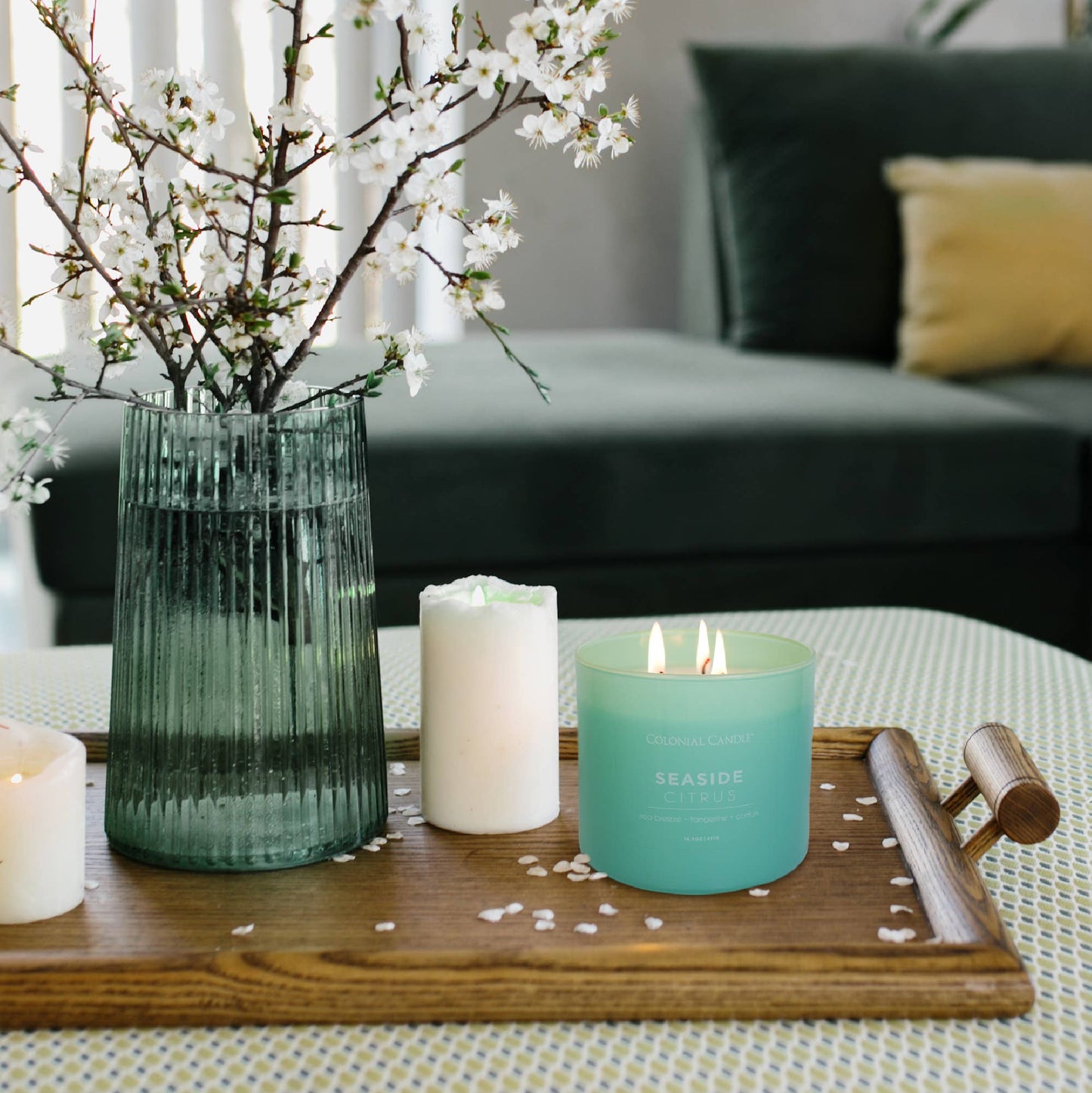 Seaside Citrus Scented Jar Candle, Soy Blend Wax, 14.5oz