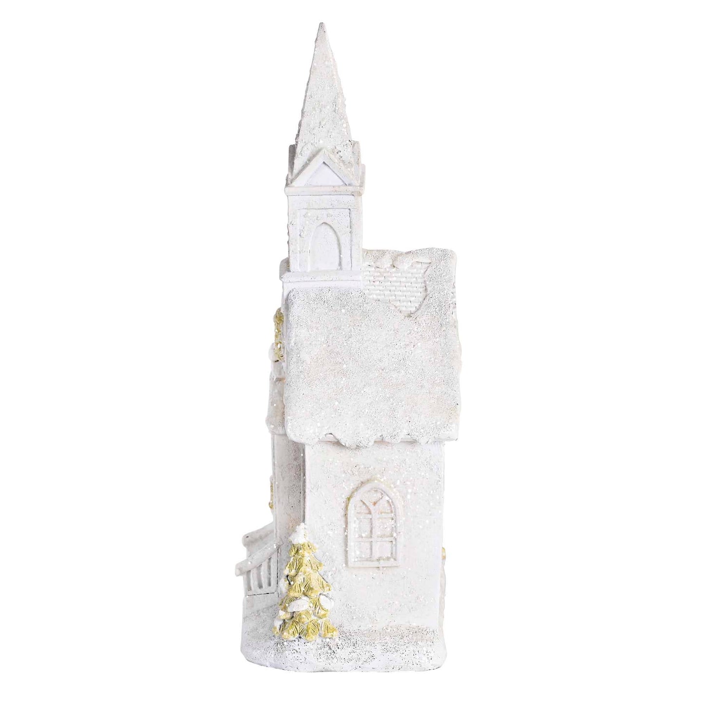 Lighted Figurine Church in Snow - 9.5"