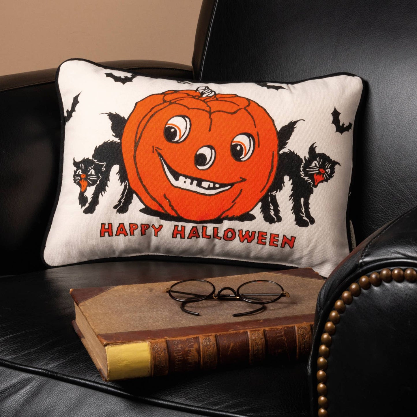 Vintage Happy Halloween Pillow - 15"