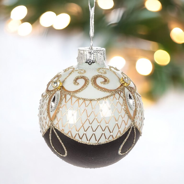 Fancy Cameo Ball Ornament - 3"