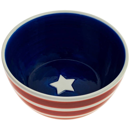 Red Stripe Blue Star Ceramic Bowl