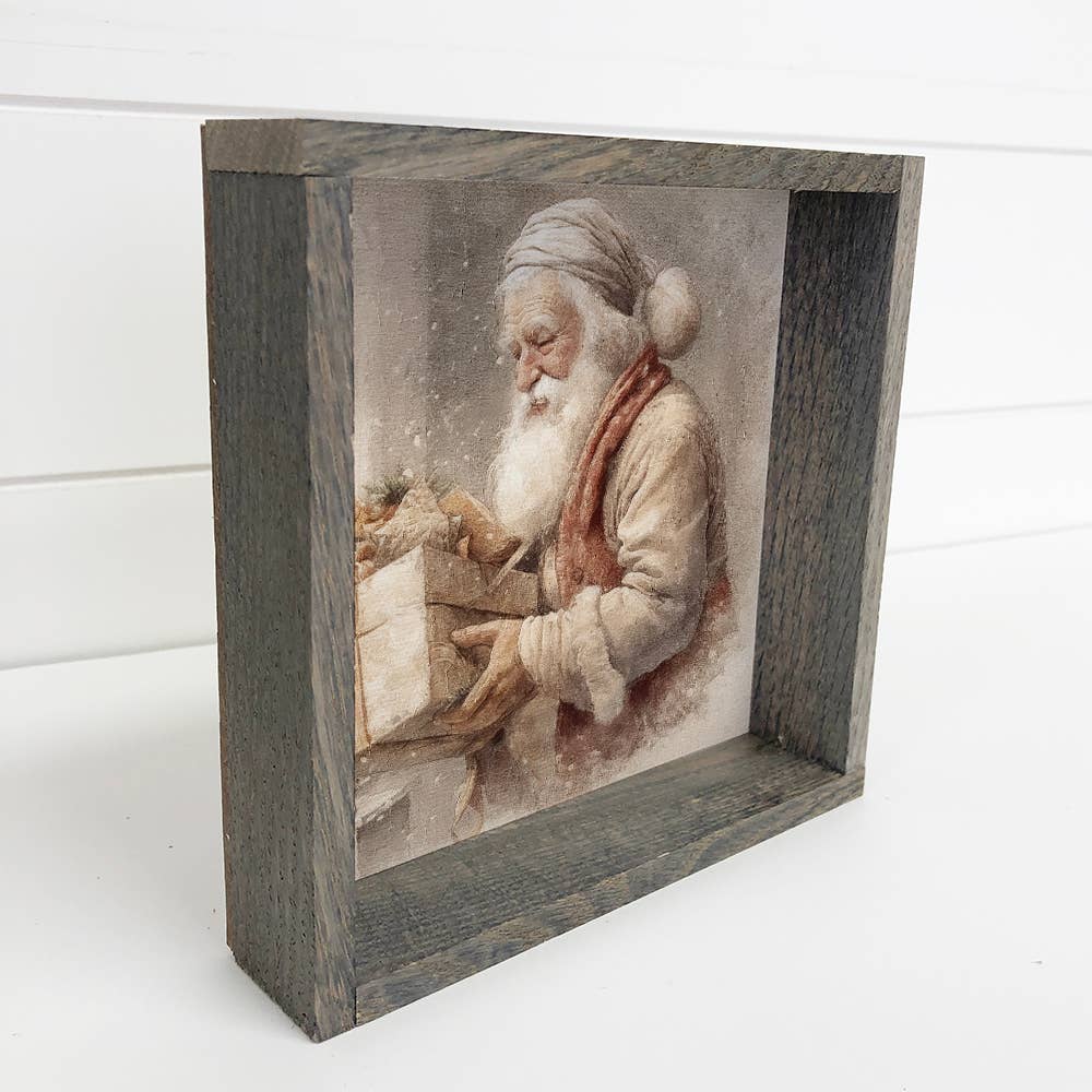 Vintage Santa Carrying Gift - 11"x11"