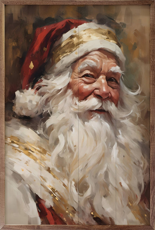 Santa In Red with Gold Sign - 10"x16"